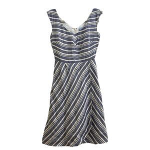 Linen Cotton Blend Antonio Melani Striped Sleeveless Dress 0 XS Natural Fibers!